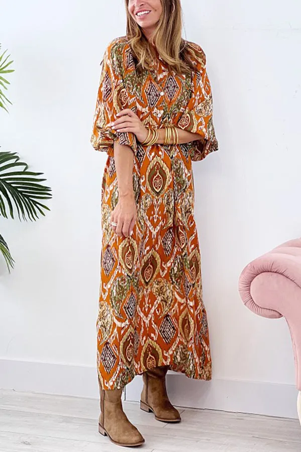 So 70's Multi Print Drape Maxi Dress