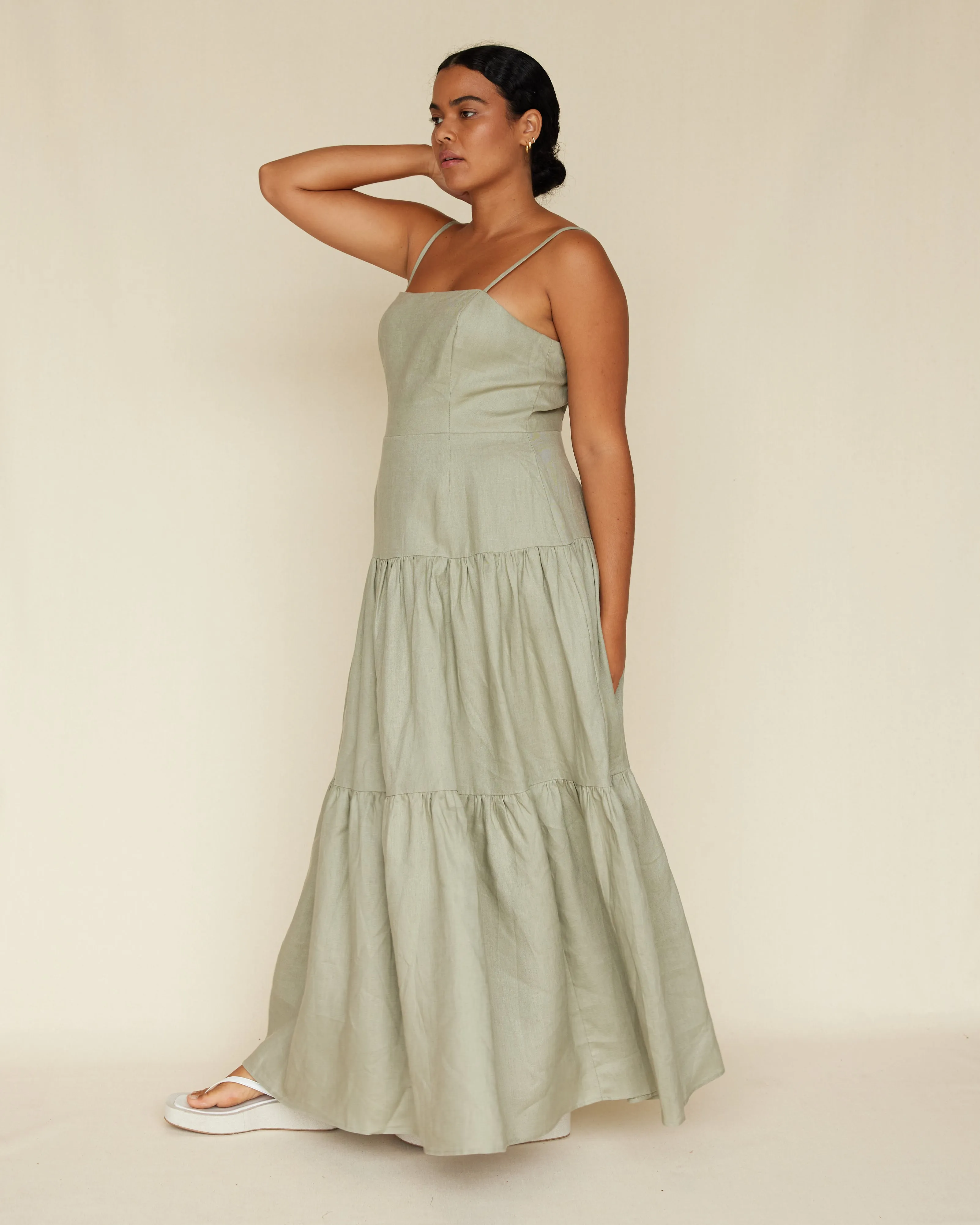 Sorrento Linen Maxi Dress - Sage