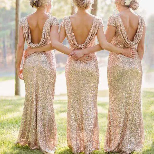 Sparkle Glitter Shiny Bridesmaid Party Dresses Sequined