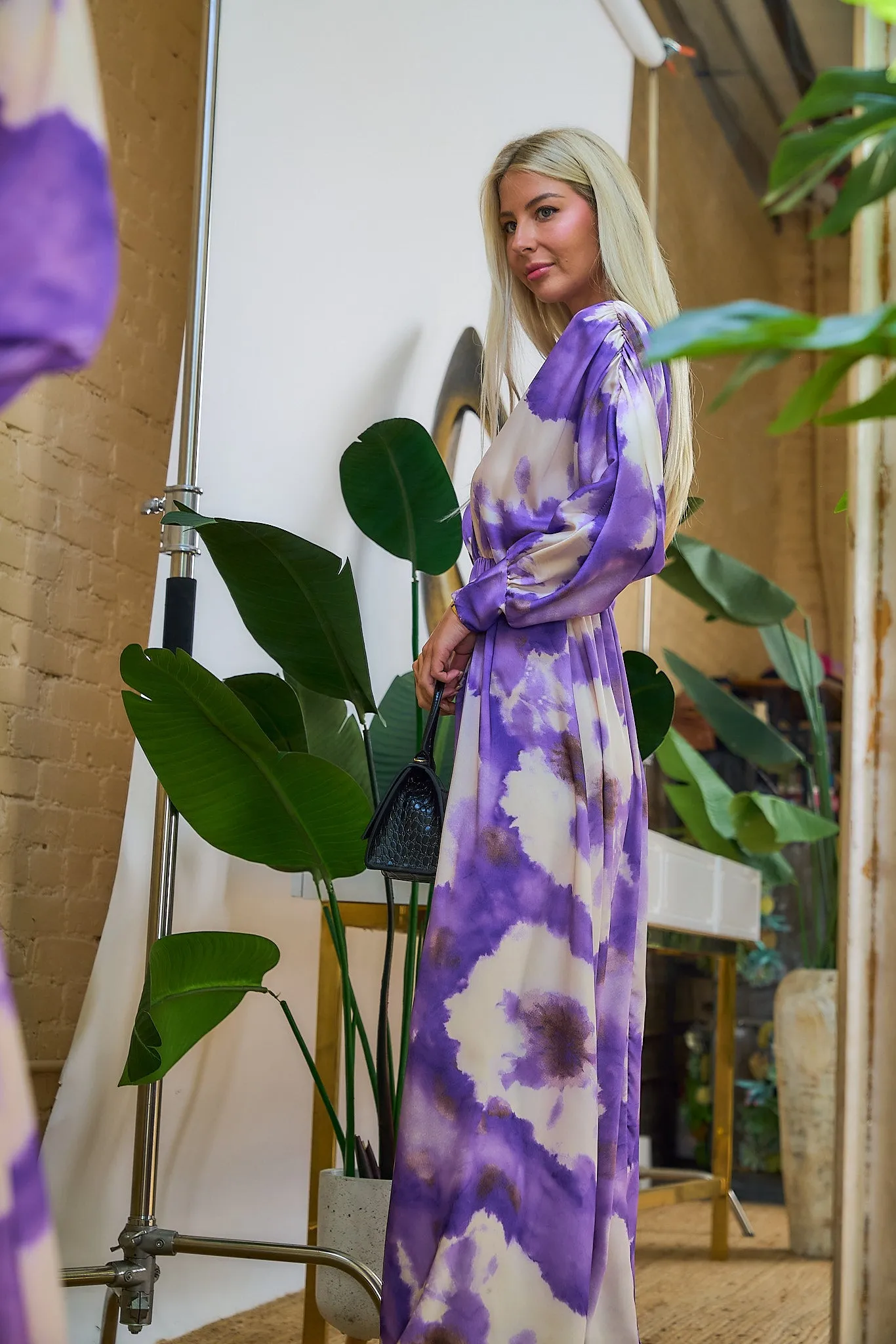 Tie Dye Satin Maxi Dress