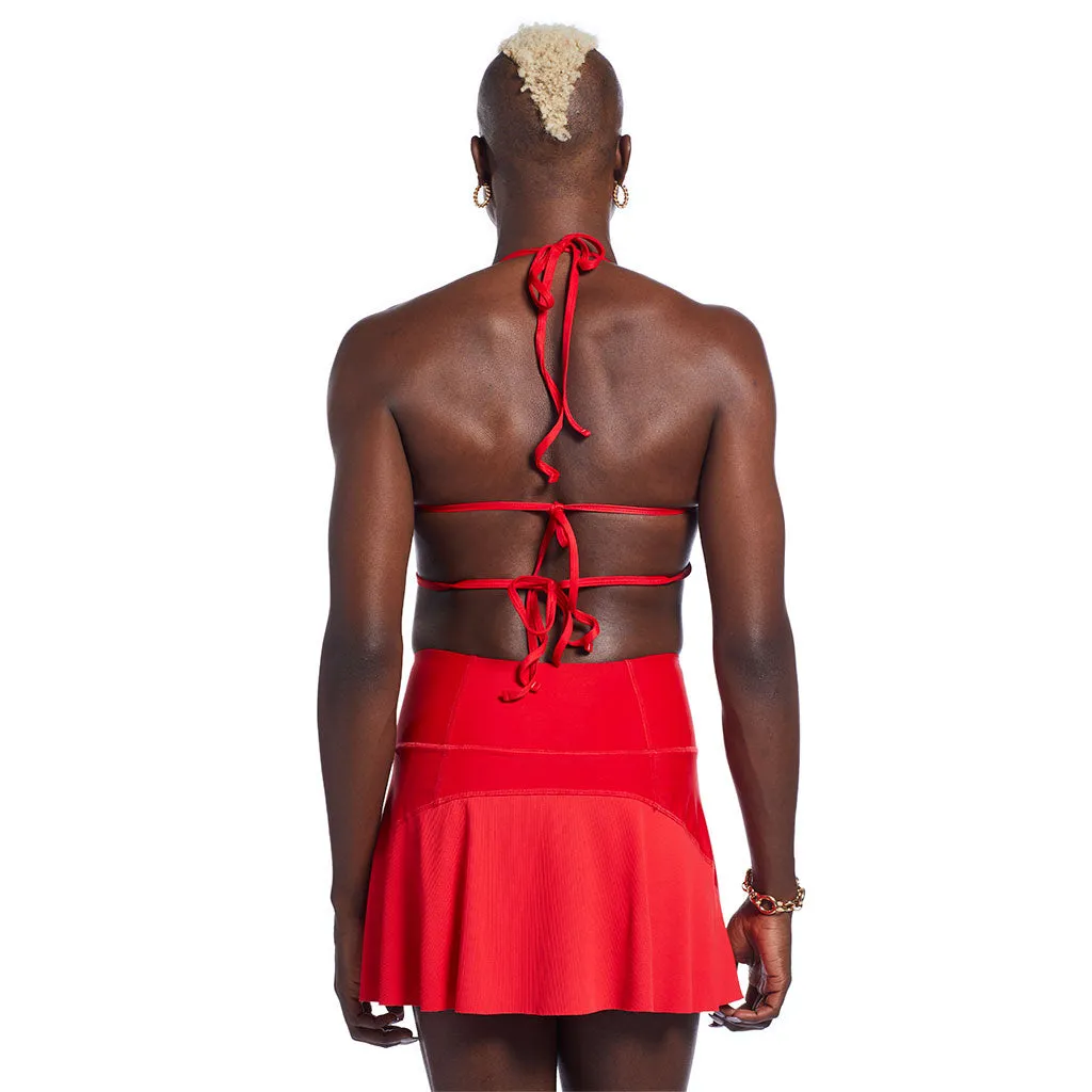 Tourmaline Tennis Skirt - Red Ribbed