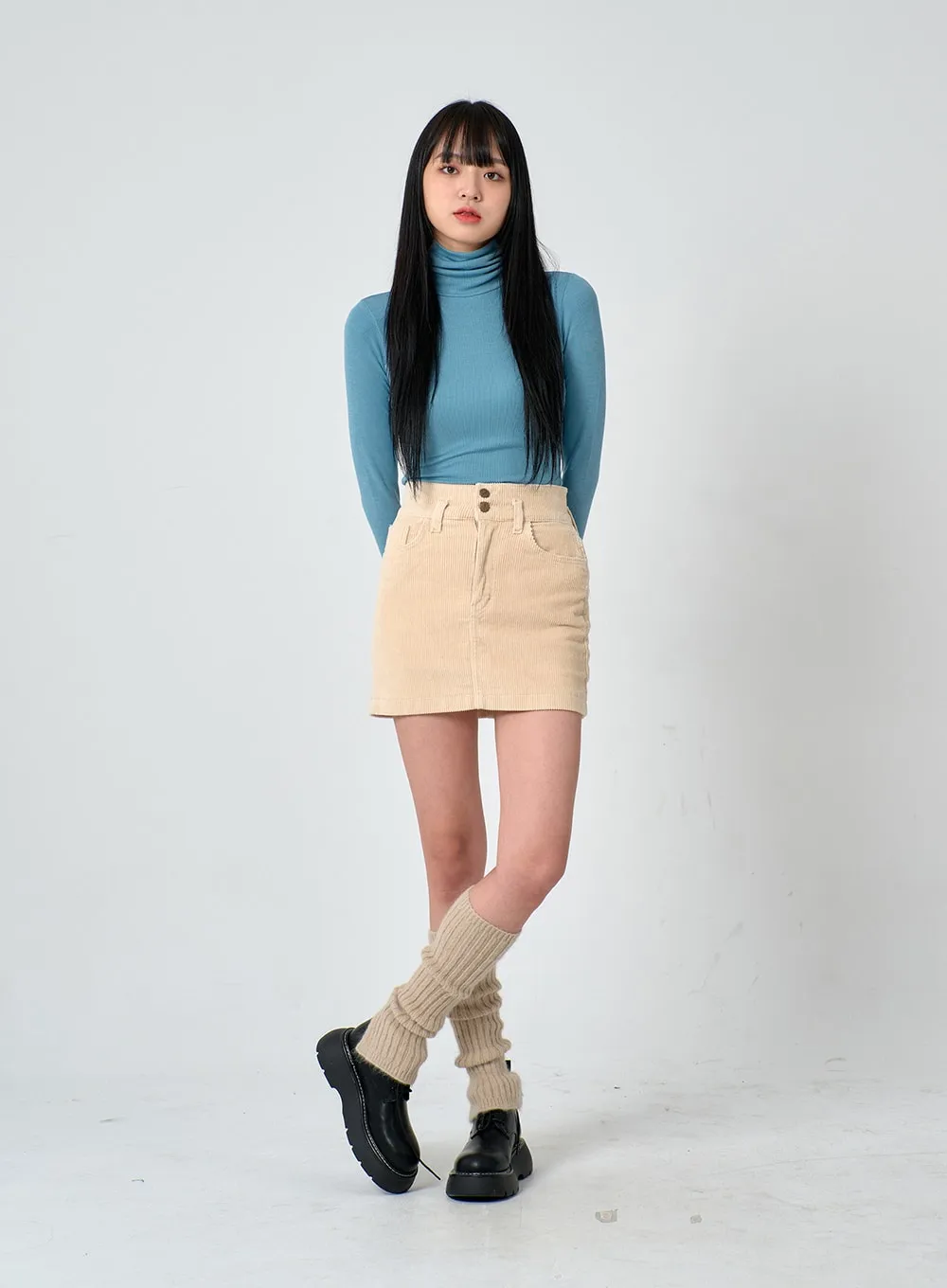 Two Button Corduroy Mini Skirt ON29