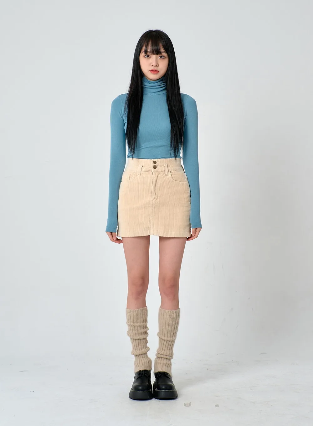 Two Button Corduroy Mini Skirt ON29