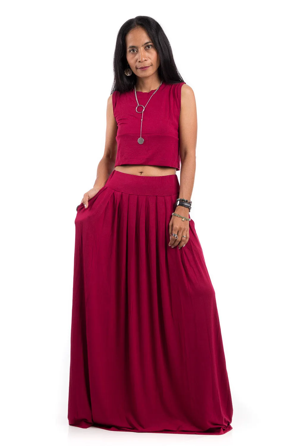 Wine Red Skirt -  Long Red Skirt - Maxi skirt : Urban Chic Collection No.2