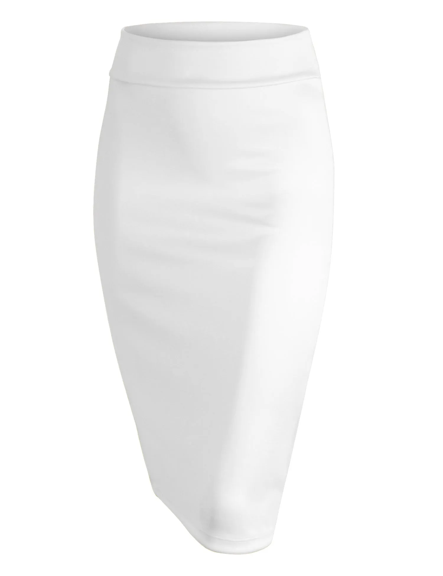 Women's Elastic Waist Stretch Bodycon Midi Knee Length Pencil Skirt